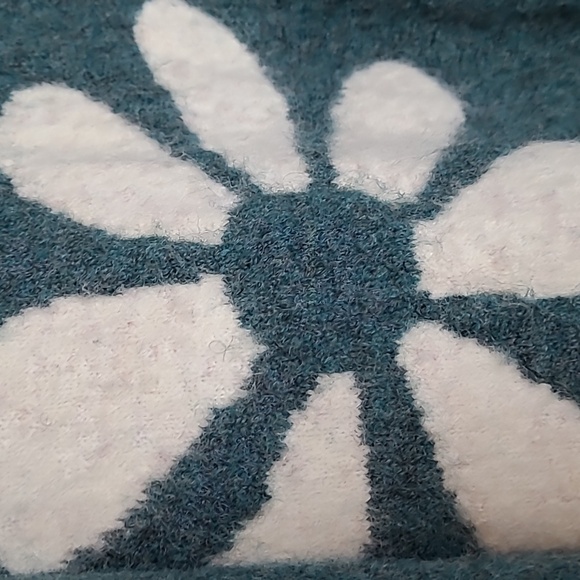 NATURAL LIFE DEEP SPECKLED GREEN HIPPIE DAISY PRINTED WOOL BLEND SWEATER XL - Picture 7 of 15